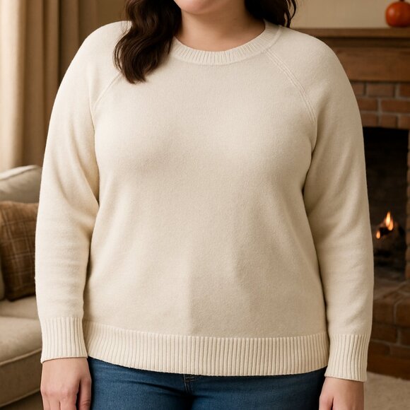 SONOMA Goods for Life Cream Ribbed Crewneck Sweater β 1X - Picture 1 of 9